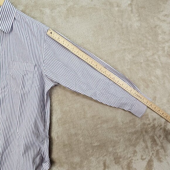 Lands' End White Blue Red Striped Button-Down Shirt Men's Size 16-33 Long Sleeve - Picture 6 of 10
